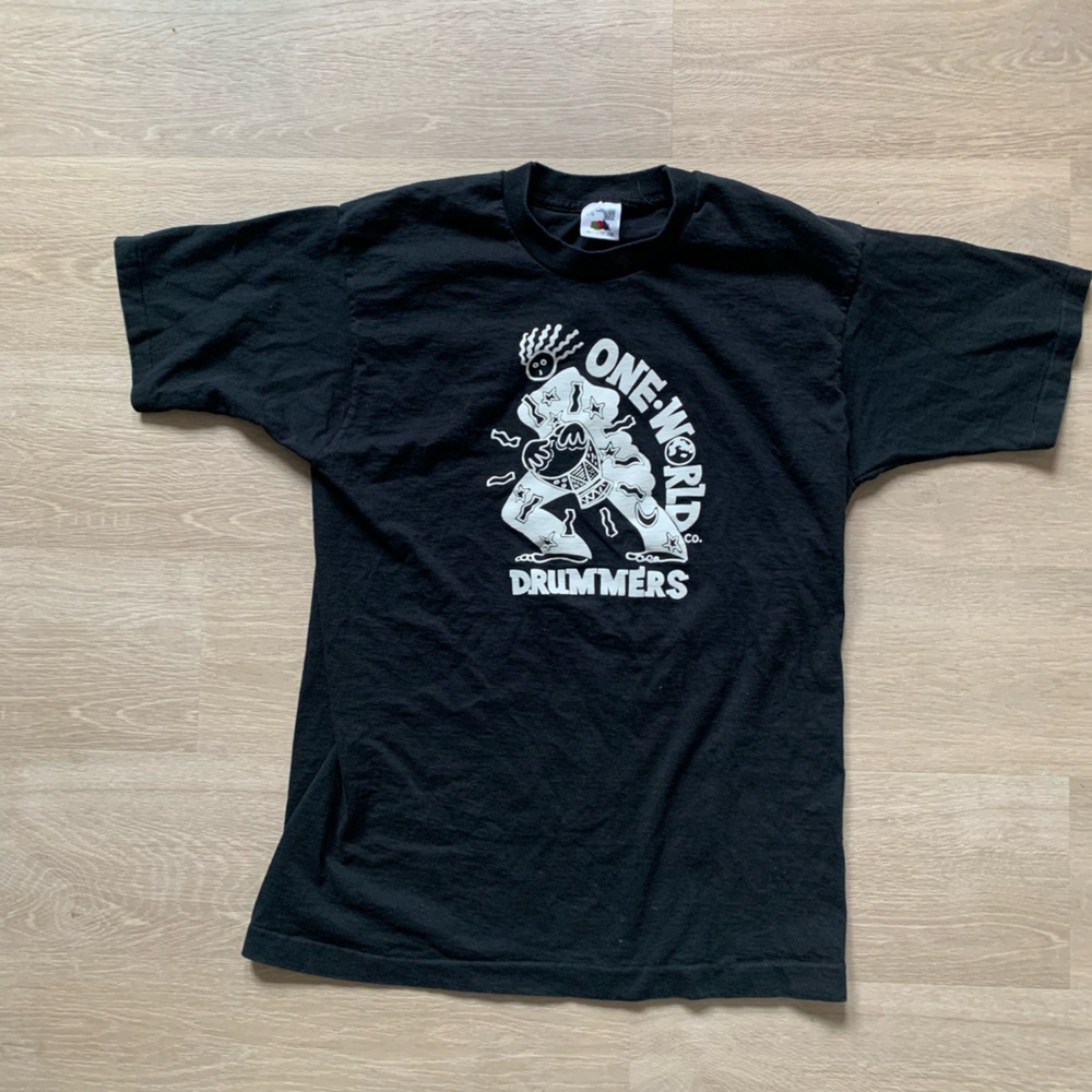 Vintage Single Stitch One World Drummer T Shirt Mens XL